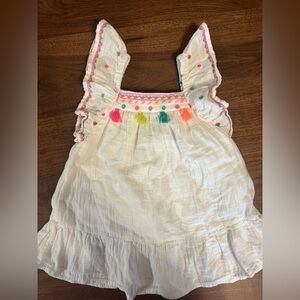 18 month Cat & Jack White Dress with Colorful Embroidery and Tassels